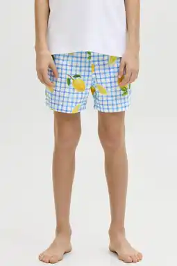 Wehkamp JACK & JONES JUNIOR zwemshort lichtblauw/geel/wit aanbieding