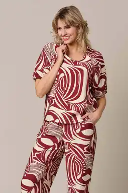 Wehkamp Co Woman top met print - donkerrood aanbieding
