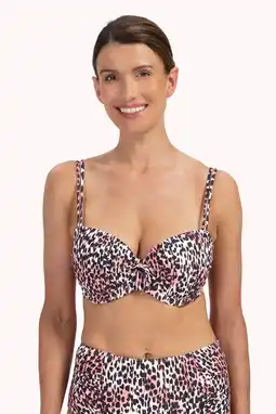 Wehkamp Cyell voorgevormde beugel bikinitop zwart/ecru/roze aanbieding