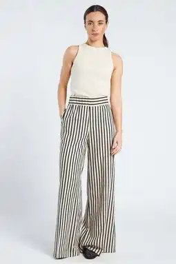 Wehkamp Spooq the label wide leg fit gestreepte broek - zwart aanbieding