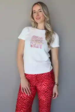 Wehkamp Elvira Collections rechtvallend T-shirt met print - wit aanbieding