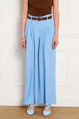 Wehkamp LOLALIZA high waist wide leg fit pantalon - lichtblauw aanbieding