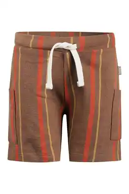 Wehkamp Koko Noko gestreepte sweatshort bruin aanbieding