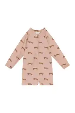 Wehkamp Swim Essentials UV zwempak met all over print lichtbruin aanbieding