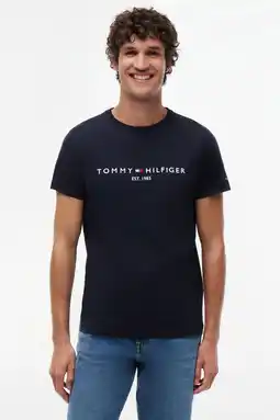 Wehkamp Tommy Hilfiger T-shirt van katoen donkerblauw aanbieding