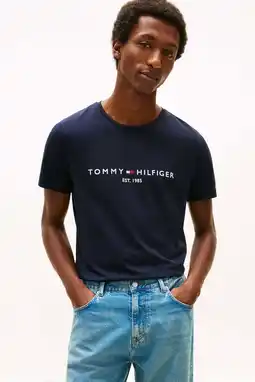 Wehkamp Tommy Hilfiger T-shirt van katoen donkerblauw aanbieding