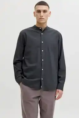 Wehkamp JACK & JONES ESSENTIALS regular casual overhemd met linnen zwart aanbieding