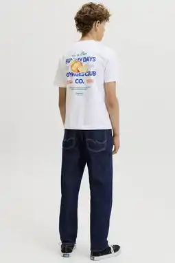 Wehkamp JACK & JONES JUNIOR relaxed fit T-shirt met backprint - wit aanbieding