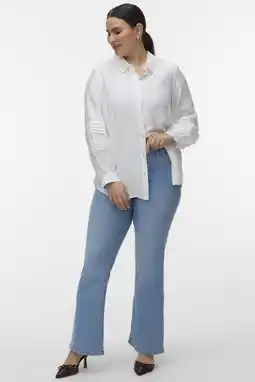 Wehkamp VERO MODA CURVE Vmcscarlet Mr Flared Jeans Mix Cur highwaist flared jeans light blue denim aanbieding