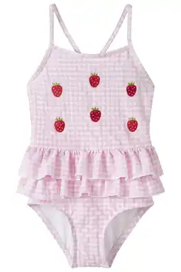 Wehkamp NAME IT MINI badpak met ruches roze/wit aanbieding