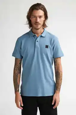Wehkamp Petrol Industries regular polo blauw met textuur aanbieding