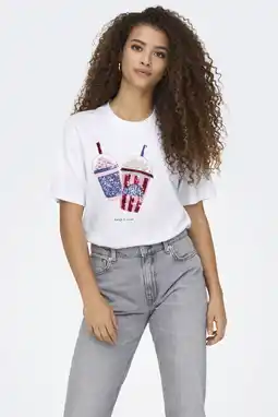 Wehkamp ONLY T-shirt wit met pailletten aanbieding