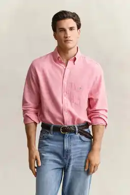 Wehkamp GANT regular casual overhemd met linnen roze aanbieding