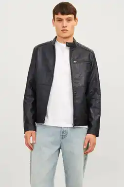 Wehkamp JACK & JONES ESSENTIALS imitatieleren jas zwart aanbieding