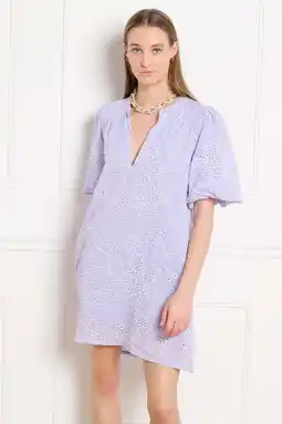 Wehkamp LOLALIZA geruite blousejurk broderie lila aanbieding