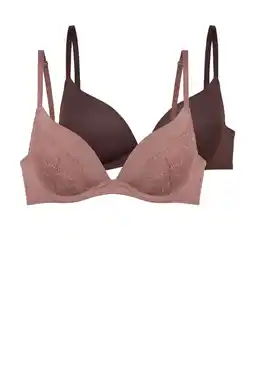 Wehkamp Dorina voorgevormde push-up bh Willa (set van 2) donkerbruin/roze aanbieding