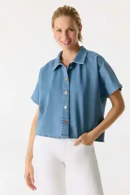 Wehkamp Cup of Joe Denim denim blouse medium blue denim aanbieding