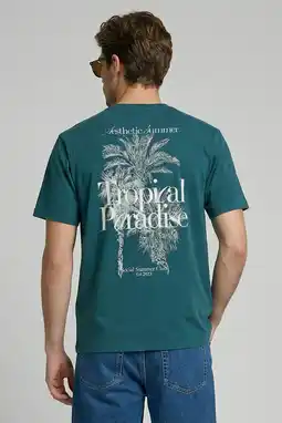 Wehkamp JJ REBEL relaxed T-shirt met backprint petrol aanbieding