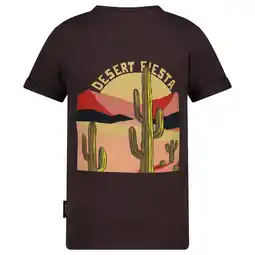 Wehkamp Sturdy T-shirt Desert Fiesta met backprint donkerbruin aanbieding
