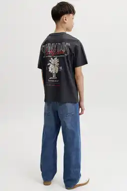 Wehkamp JACK & JONES JUNIOR T-shirt met backprint - antraciet aanbieding