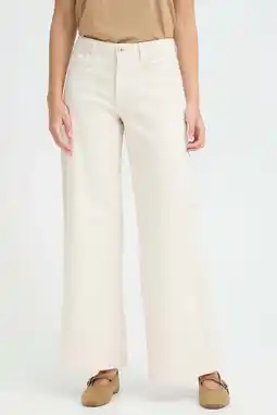 Wehkamp ICHI highwaist wide leg jeans ecru aanbieding