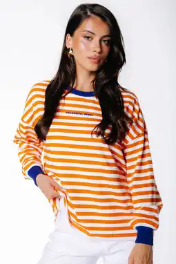 Wehkamp Colourful Rebel katoenen sweater met backprint - oranje aanbieding