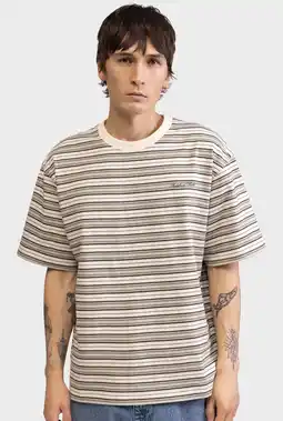 Wehkamp Redefined Rebel boxy gestreepte T-shirt beige aanbieding