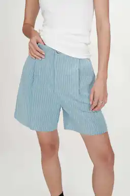 Wehkamp Grace & Mila highwaist casual short met krijtstreep lichtblauw aanbieding