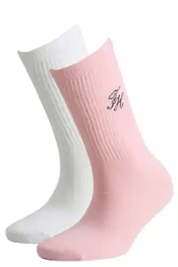Wehkamp Tommy Hilfiger sokken - wit/roze (set van 2) aanbieding
