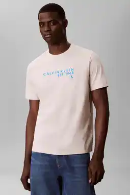 Wehkamp CALVIN KLEIN JEANS regular T-shirt ecru aanbieding