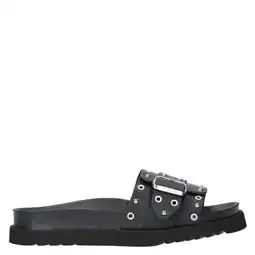 Wehkamp Scholl Joyce Ring leren slippers zwart aanbieding