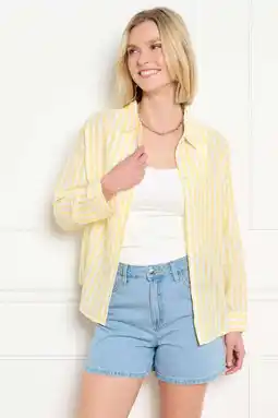 Wehkamp LOLALIZA gestreepte blouse met linnen lichtgeel aanbieding