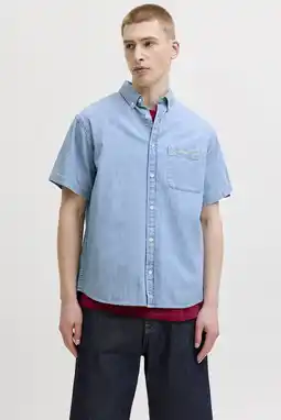 Wehkamp JACK & JONES ORIGINALS relaxed casual overhemd light blue denim aanbieding
