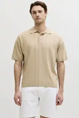 Wehkamp JJ REBEL relaxed polo gebreid beige aanbieding
