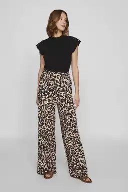 Wehkamp VILA wide leg regularwaist casual broek beige aanbieding
