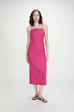 Wehkamp Grace & Mila linnen midi jurk roze aanbieding