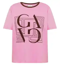 Wehkamp Gossia T-shirt met contrast bies en logo - roze aanbieding