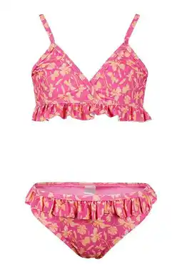 Wehkamp No Way Monday triangel bikini met bloemen print roze/oranje aanbieding