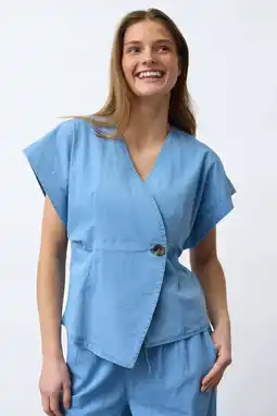 Wehkamp SisterS Point top light blue denim aanbieding