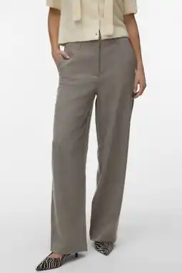 Wehkamp VERO MODA wide leg highwaist casual broek grijsbruin aanbieding