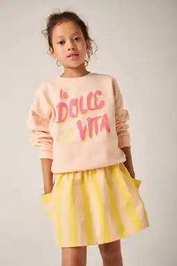 Wehkamp Tumble 'n Dry gestreepte korte rok lichtgeel aanbieding