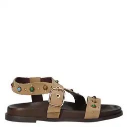 Wehkamp Inuovo suède sandalen met sierstenen en studs beige aanbieding