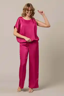 Wehkamp Co Woman wide leg regularwaist pantalon fuchsia aanbieding