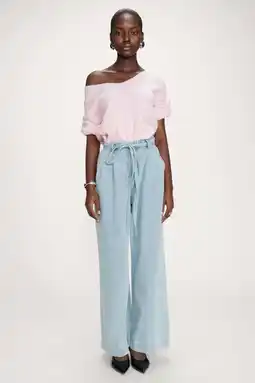 Wehkamp Grace & Mila highwaist wide leg jeans light blue denim aanbieding
