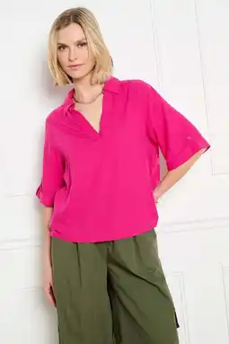 Wehkamp LOLALIZA blouse met linnen fuchsia aanbieding