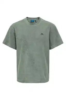 Wehkamp ONLY & SONS JUNIOR badstof T-shirt groen aanbieding