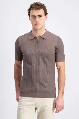 Wehkamp GABBIANO regular polo bruin gebreid aanbieding