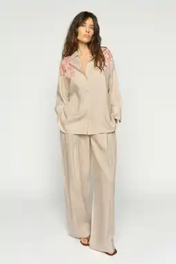 Wehkamp Mos Mosh wide leg highwaist gestreepte capri zand aanbieding
