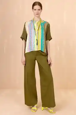 Wehkamp Oilily wide leg highwaist broek olijfgroen aanbieding