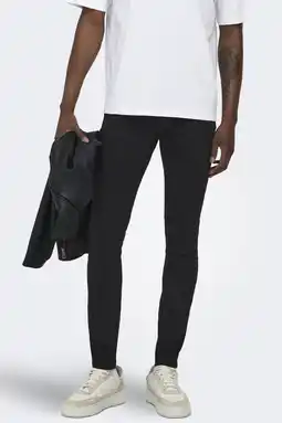 Wehkamp ONLY & SONS ONSWARP skinny jeans black denim aanbieding